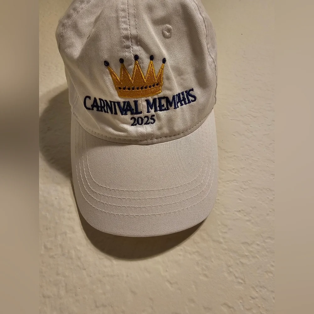 DC White Baseball Cap with Gold Crown Embroidery